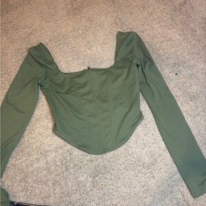 ReoRia Olive Green Long Sleeve Crop Top